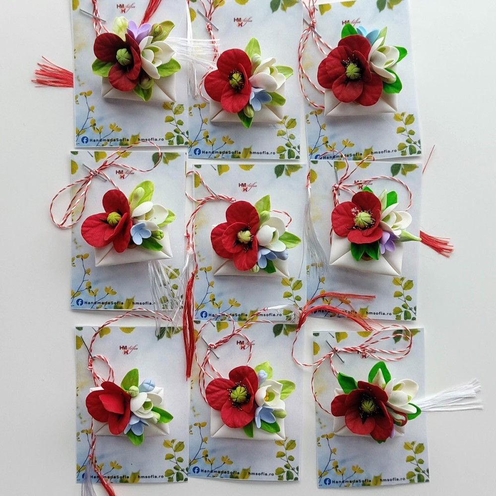 Martisor mesaj cu flori de mac