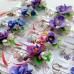 Brosa handmade mare - Iris nuante de albastru
