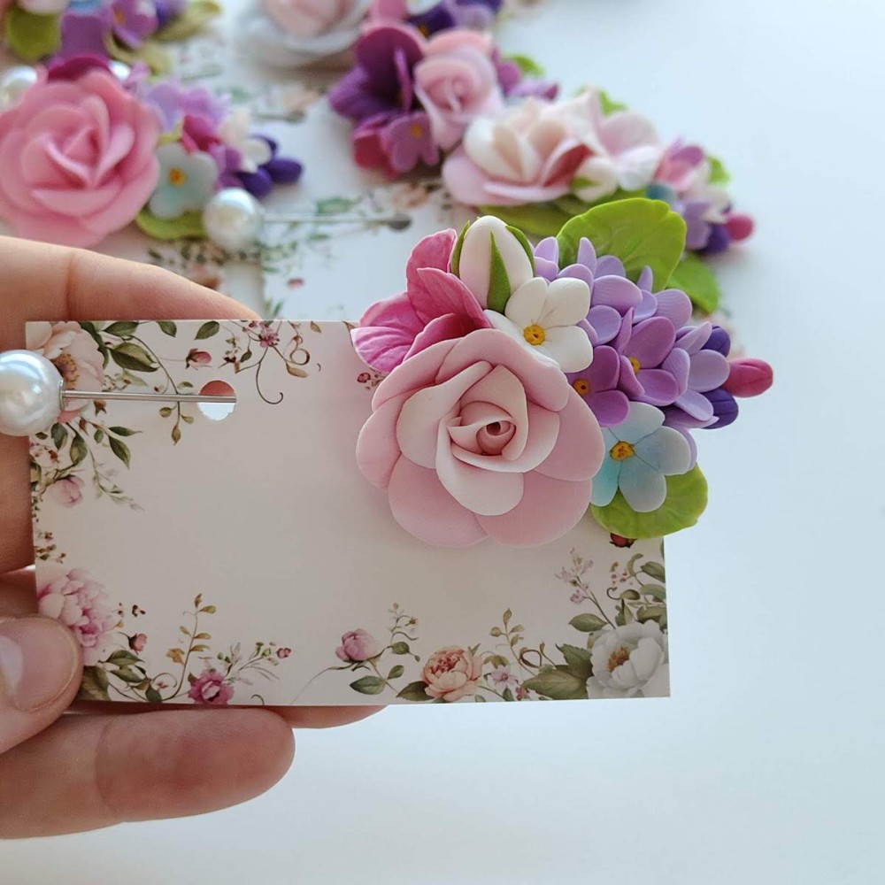 Brosa cu ac si perla - Buchet de flori in degradeuri pastelate - modele unicat