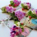 Brosa mare liliac cu ghiocel 11 x 5 cm