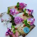 Brosa mare liliac cu ghiocel 11 x 5 cm