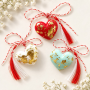 Brosa martisor - inimoara cu accente aurii - culori multiple