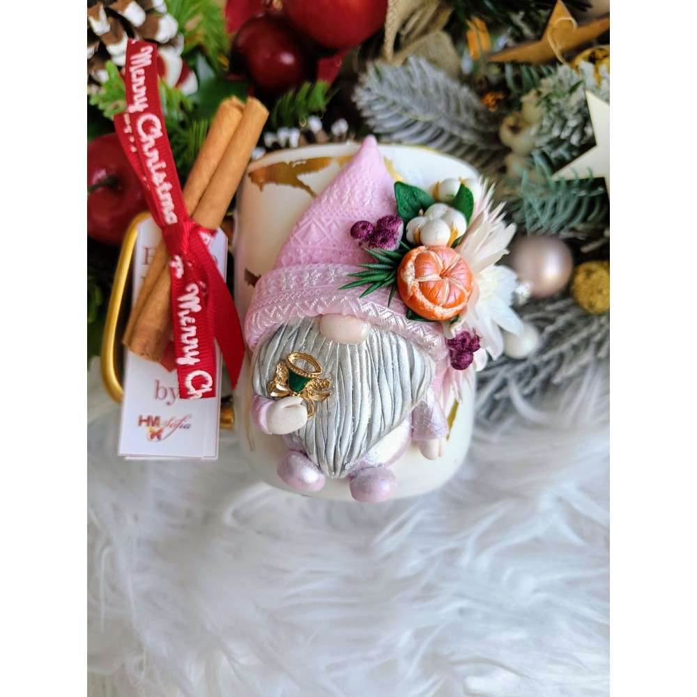 Cană de Crăciun - Gnom în culori pastel