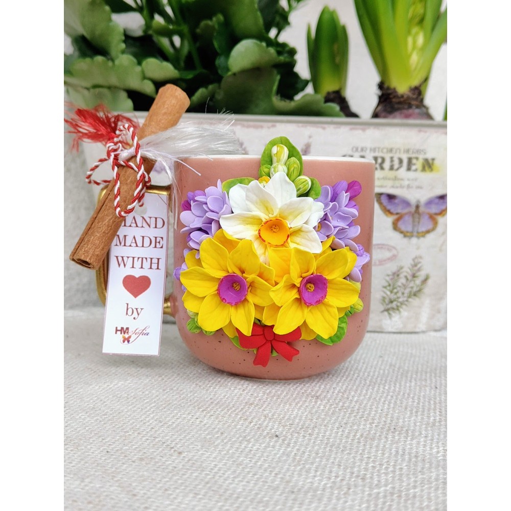 Cadou 8 martie - Cană personalizată cu buchet de liliac