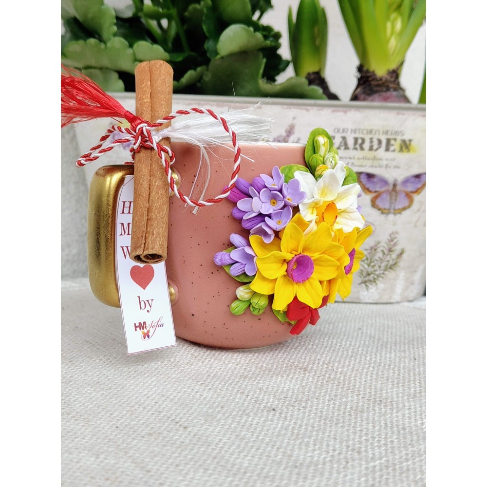 Cadou 8 martie - Cană personalizată cu buchet de liliac
