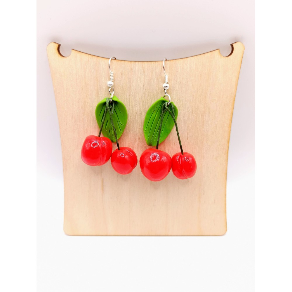 Cercei handmade chita de cireșe
