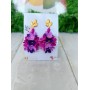 Cercei statement - floare de liliac - nuanțe de roz și mov