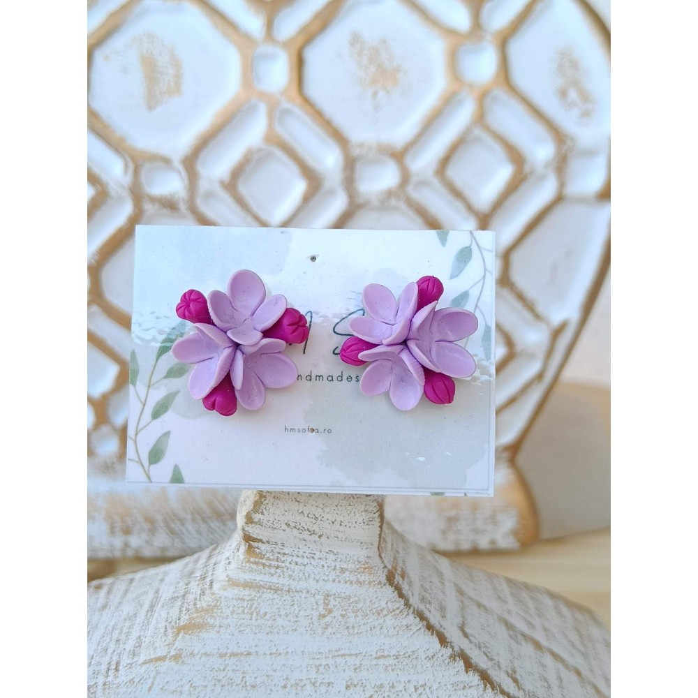 Cercei cu șurub - floare de liliac