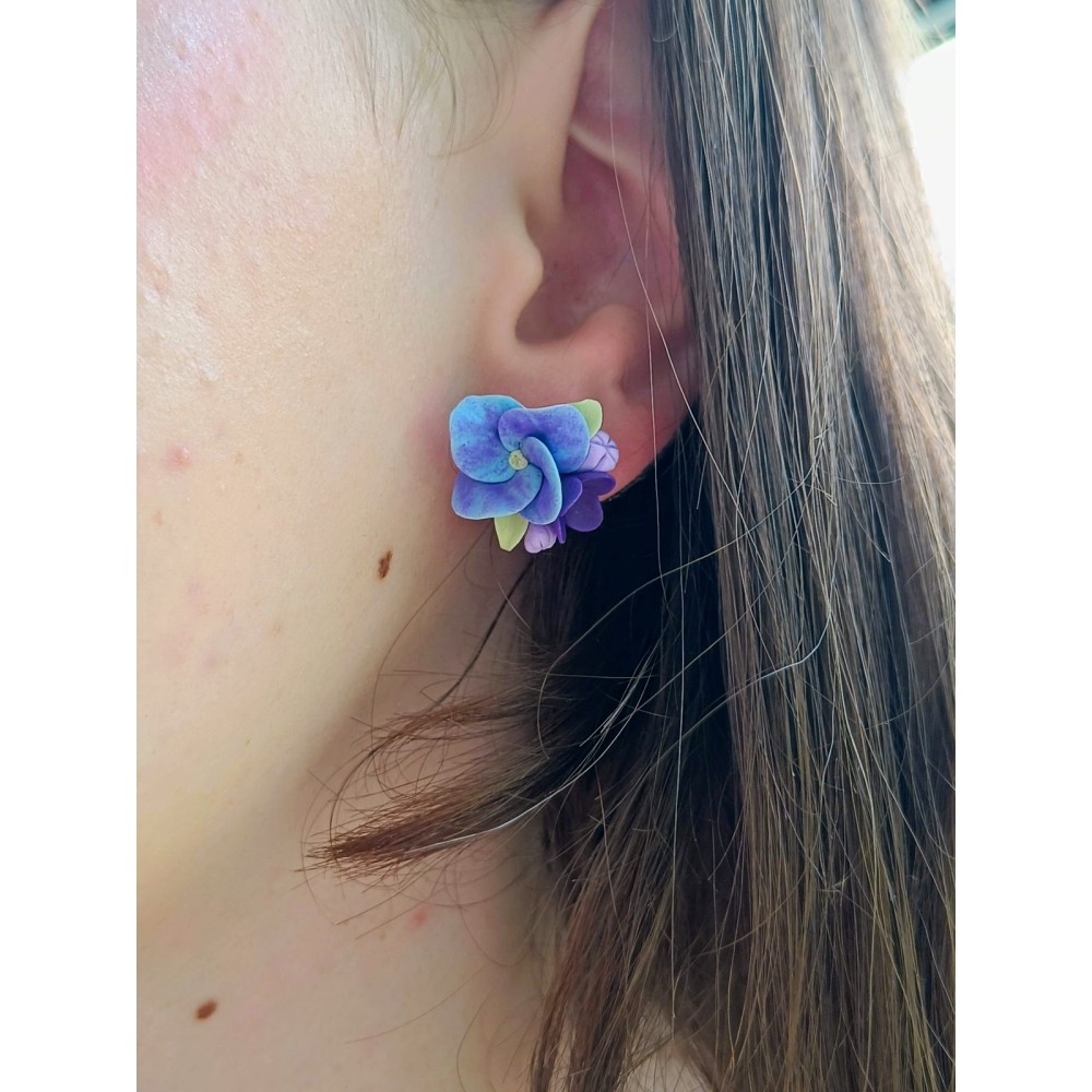Cercei albaștri - model floral
