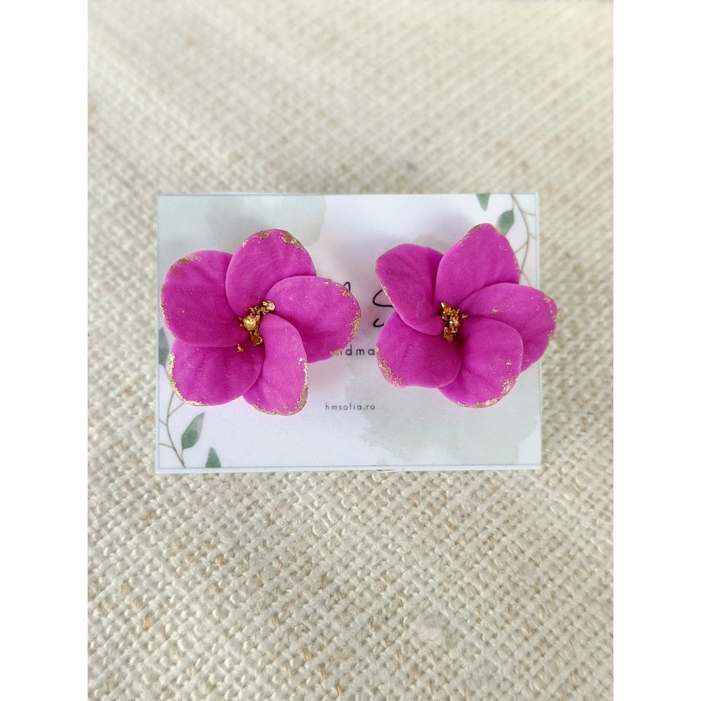 Cercei cu șurub - orchid pink