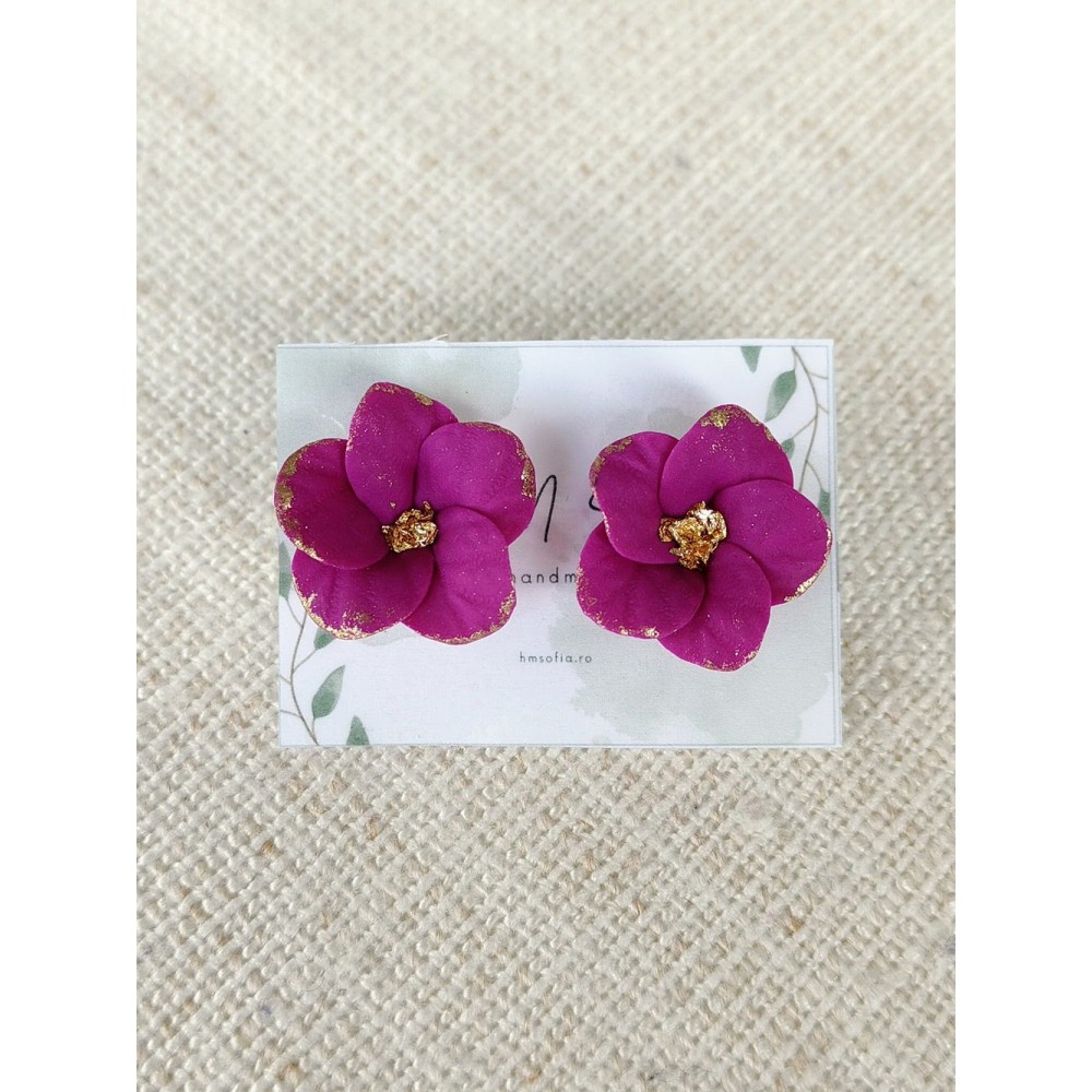 Cercei cu șurub - Purple petals