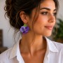 Cercei mari cu flori de hortensie nuante de mov