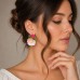 Cercei statement - Floare pastel roz