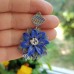 Cercei statement albaștri - model floral