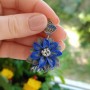 Cercei statement albaștri - model floral