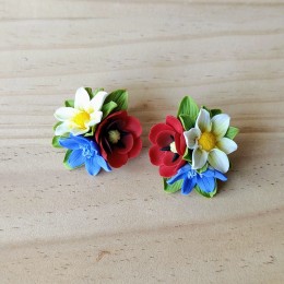 Cercei din fimo cu flori de mac Cercei din fimo cu flori de mac