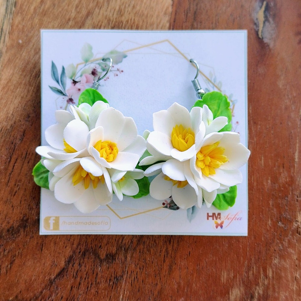 Cercei statement - model floral - lămâiță