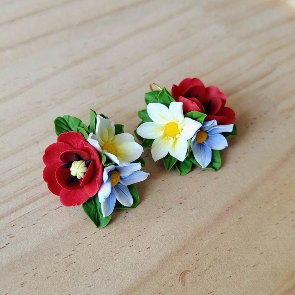 Cercei mari - cu motive florale de vara