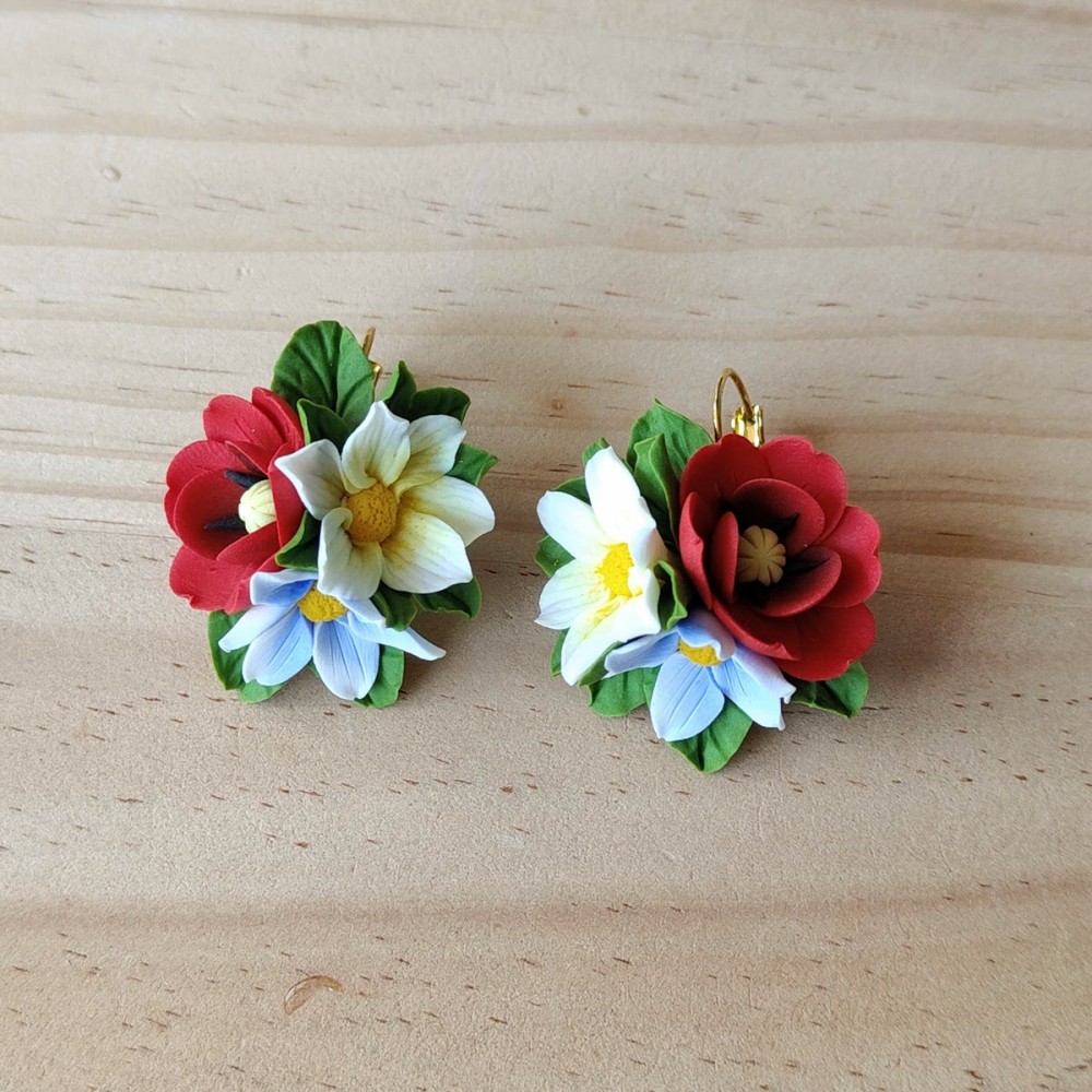 Cercei mari - cu motive florale de vara