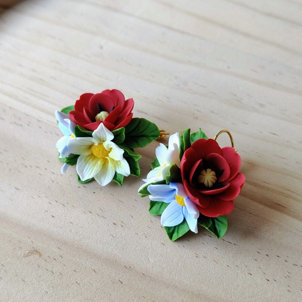 Cercei mari - cu motive florale de vara