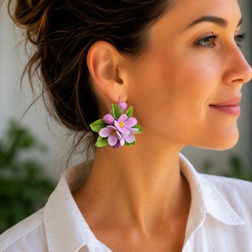 Cercei statement - floare de liliac