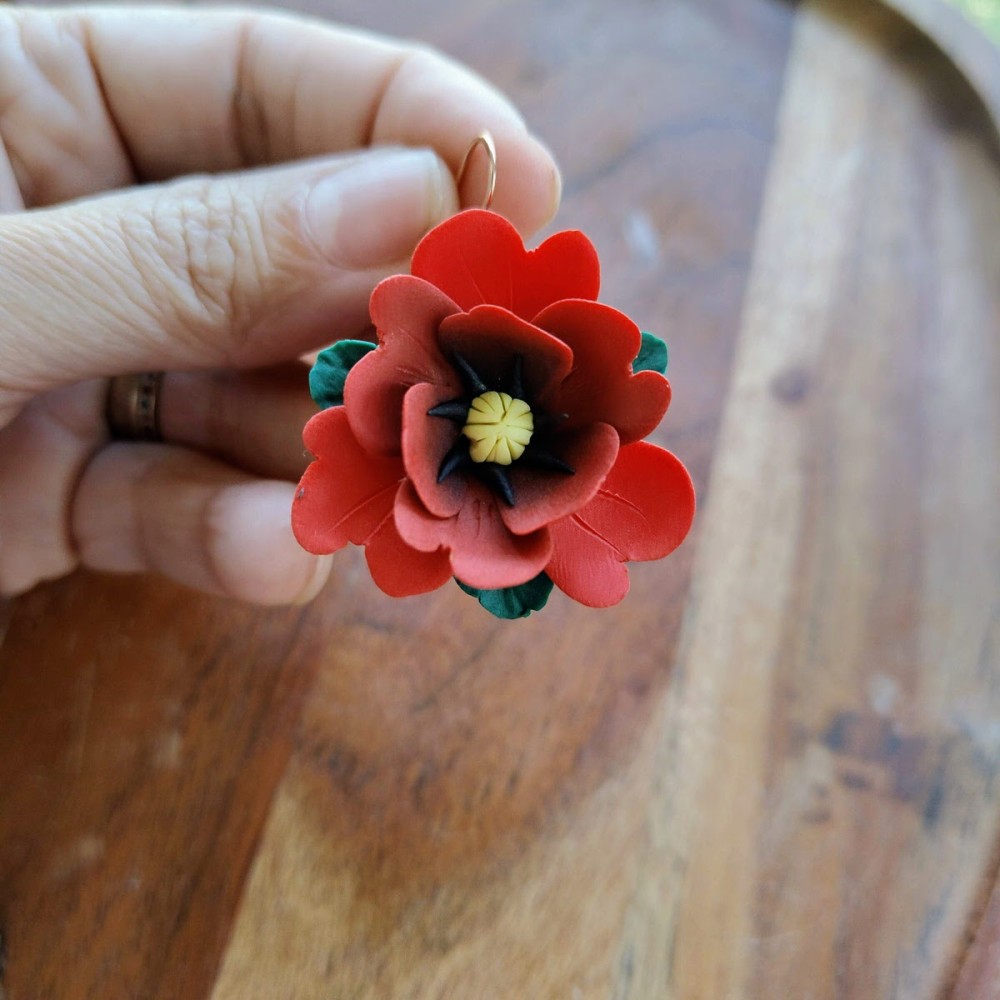 Cercei statement - inspirați din natură - floare de mac