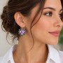 Cercei statement - floare de liliac - nuanțe de roz și mov