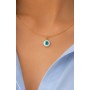 Colier la baza gatului  - Greek Eye din margele de nisip albastre de 2 mm cu accesorii aurii