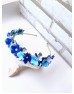 Bentiță handmade cu flori: nuanțe de albastru
