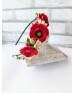 Bentiță handmade cu flori: margarete și mac