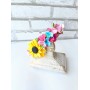 Bentiță handmade cu flori: hortensii și floarea soarelui