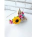 Bentiță handmade cu flori: hortensii și floarea soarelui