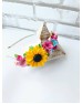 Bentiță handmade cu flori: hortensii și floarea soarelui