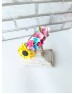 Bentiță handmade cu flori: hortensii și floarea soarelui