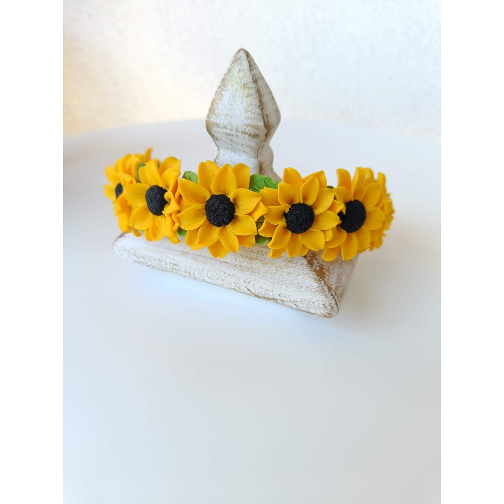 Cordeluță - bentiță handmade cu floarea soarelui