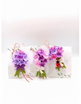 Mărțișor | broșă handmade - buchet de liliac nuanțe de roz și lila