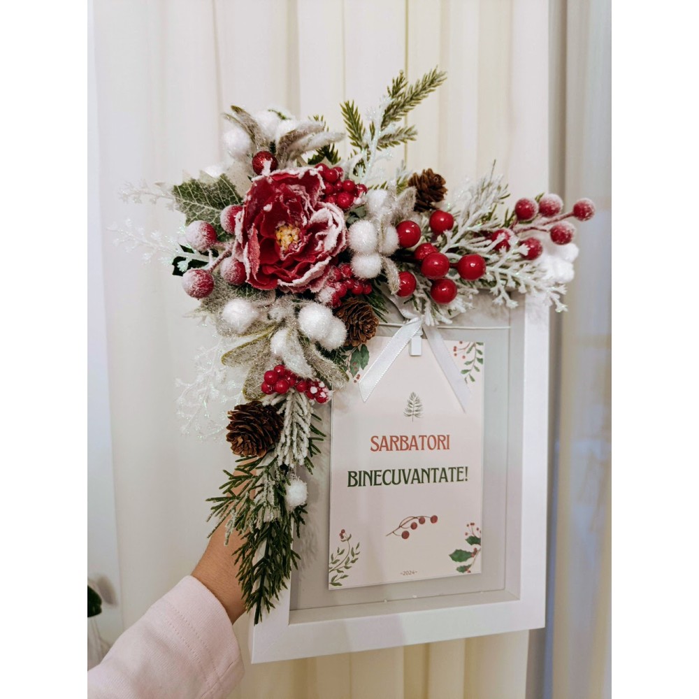 Cadou de Crăciun pentru Nași | Rama decorata si foto personalizate de Crăciun