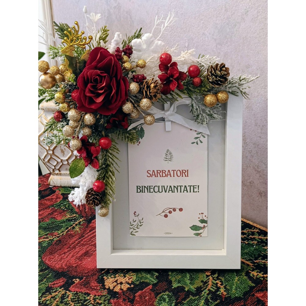 Cadou de Crăciun pentru Fini| Rama decorata si foto personalizate de Crăciun