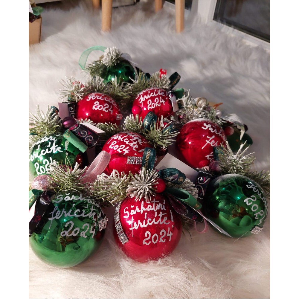 Globulete personalizate cu mesaj de Craciun (1 buc)