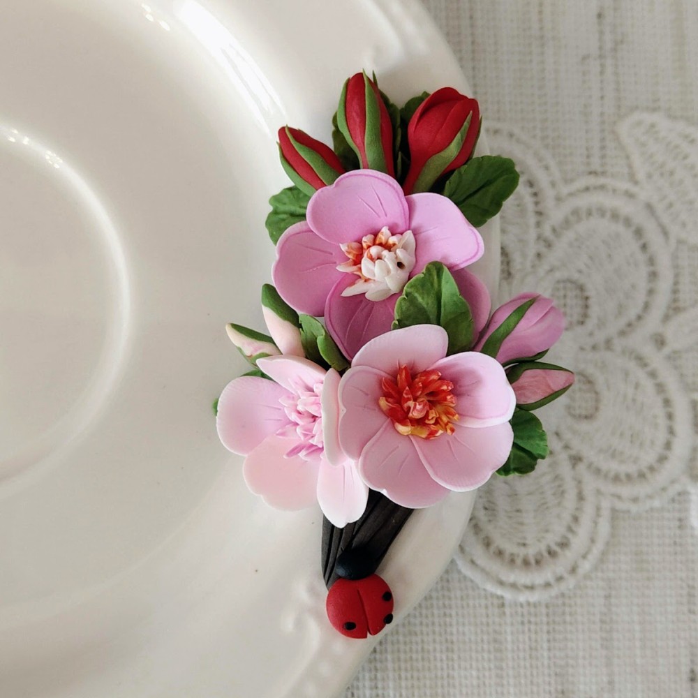 Idee de cadou: Set floral ceasca și farfurioară 