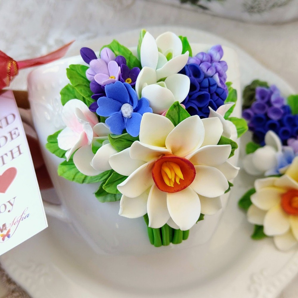 Set cadou educatoare: ceasca cafea si farfurioara Decorate Handmade