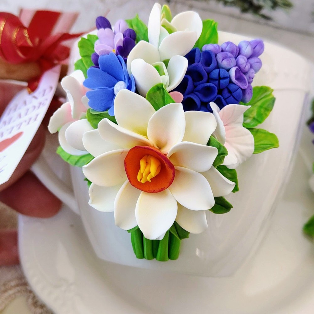 Set cadou educatoare: ceasca cafea si farfurioara Decorate Handmade
