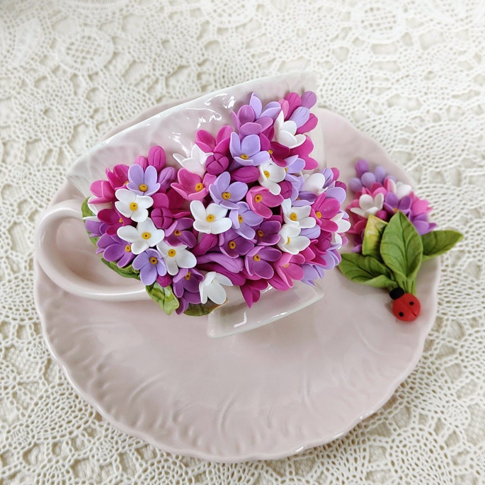 Set cadou educatoare: ceasca cafea si farfurioara Decorate Handmade