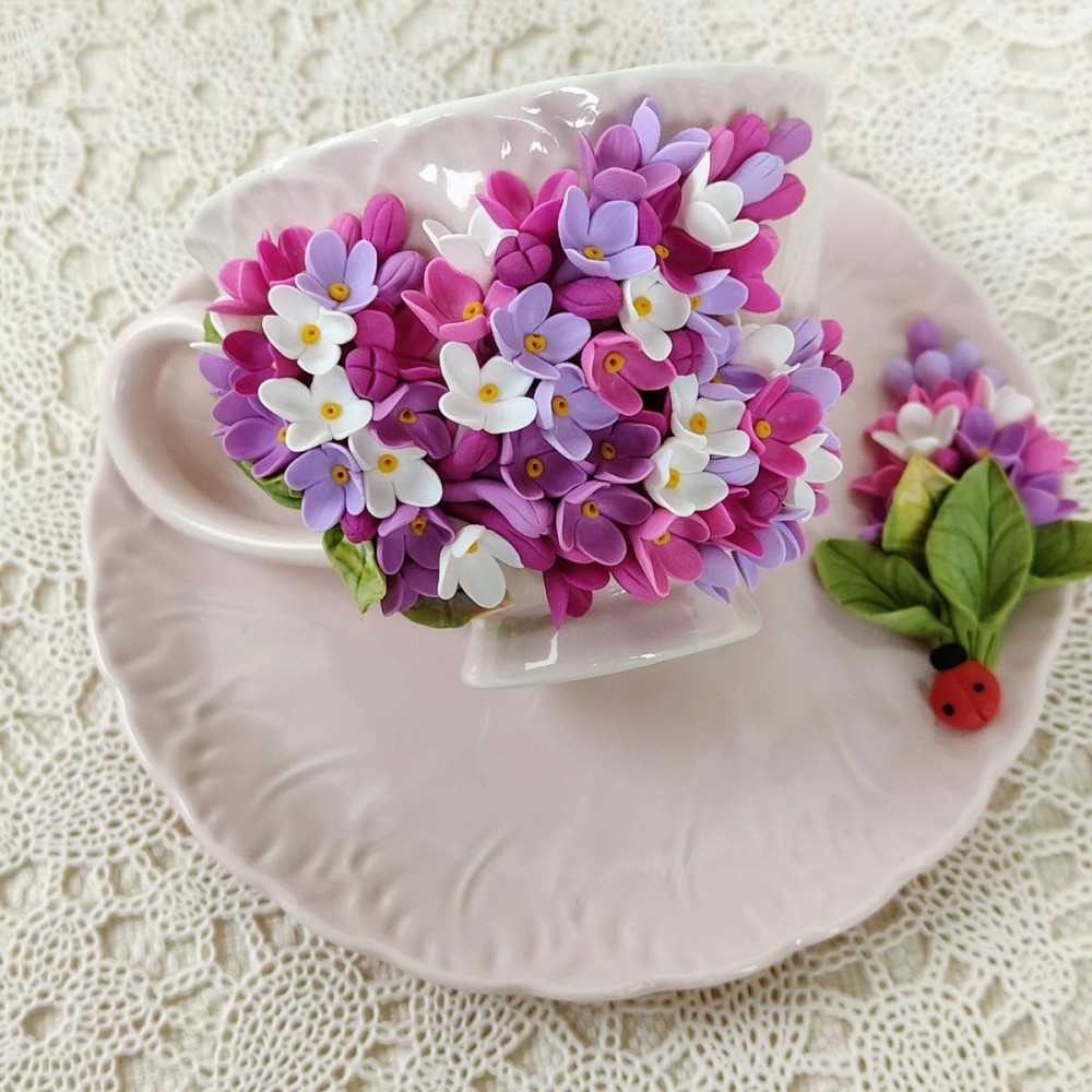 Set cadou educatoare: ceasca cafea si farfurioara Decorate Handmade