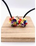 Set handmade pandantiv și cercei flori de liliac multicolore