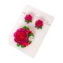 Set handmade pandantiv și cercei flori de bujor roșu - model 2