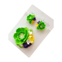 Set handmade pandantiv și cercei flori verde si galben