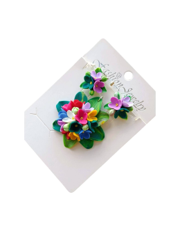 Set handmade pandantiv și cercei flori de liliac viu colorate