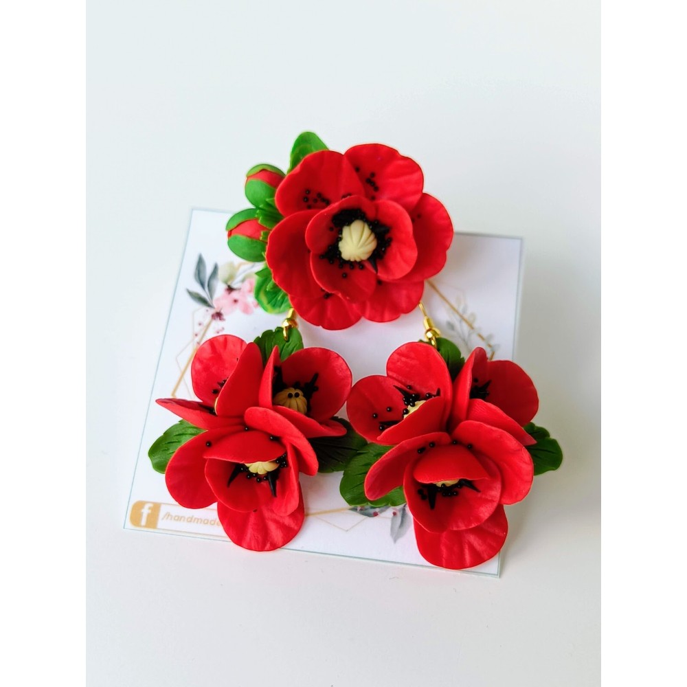 Set cadou bijuterii cu flori de mac