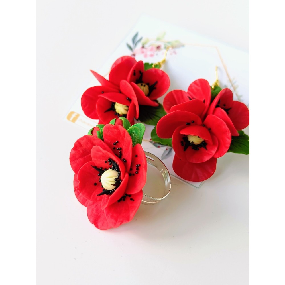 Set cadou bijuterii cu flori de mac